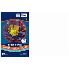 Tru-Ray Construction Paper, 76 lb Text Weight, 12 x 18, White, 50/Pack, 25 Packs/Carton