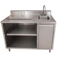 Stainless Steel Beverage Table with Right Sink, Rectangular, 30" x 72" x 41.5", Silver Top, Silver Base/Legs