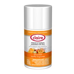 Claire® Metered Air Freshener, 7 oz Aerosol Spray, Citrus Blast, 12/Carton