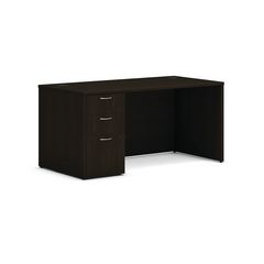 Mod Single Pedestal Desk Bundle, 60" x 30" x 29", Java Oak