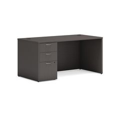 Mod Single Pedestal Desk Bundle, 60" x 30" x 29", Slate Teak
