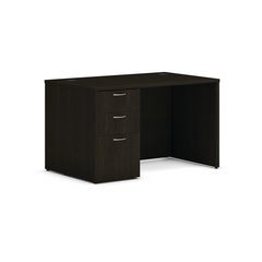 Mod Single Pedestal Desk Bundle, 48" x 30" x 29", Java Oak