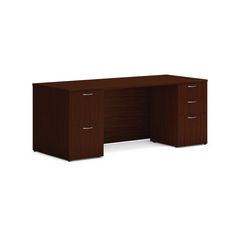 Mod Double Pedestal Desk Bundle, 72" x 30" x 29", Traditional Mahogany, Ships in 7-10 Business Days