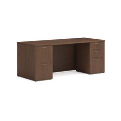 Mod Double Pedestal Desk Bundle, 72" x 30" x 29", Sepia Walnut, Ships in 7-10 Business Days