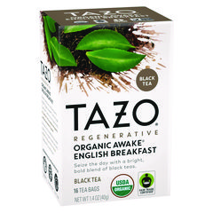 Tea Bags, Organic Awake English Breakfast, 16/Box, 6 Boxes/Carton