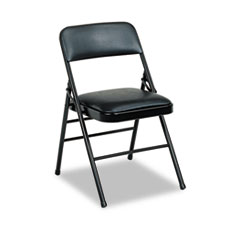 Cosco® Deluxe Vinyl Padded Seat & Back Folding Chairs, Black, 4/Carton