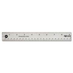 Beveled Wood Ruler w/Single Metal Edge, 3-Hole Punched, Standard/Metric,  12 Long, Natural, 36/Box