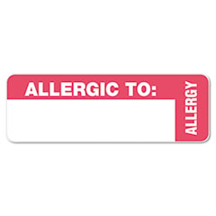 Tabbies® Medical Labels, ALLERGIC TO, 1 x 3, White, 500/Roll