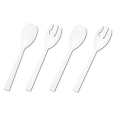 Tablemate® Table Set Plastic Serving Forks & Spoons, White, 24 Forks, 24 Spoons per Pack