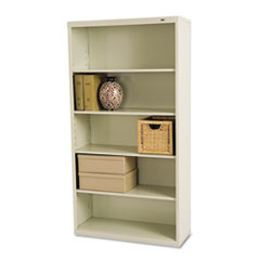 Tennsco Metal Bookcase, Five-Shelf, 34.5w x 13.5d x 66h, Putty