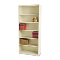 Tennsco Metal Bookcase, Six-Shelf, 34.5w x 13.5h x 78h, Putty