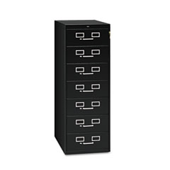 Tennsco Seven-Drawer Multimedia Cabinet For 5 x 8 Cards, 19-1/8w x 52h, Black