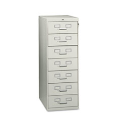 Tennsco Seven-Drawer Multimedia Cabinet For 5 x 8 Cards, 19-1/8w x 52h, Light Gray