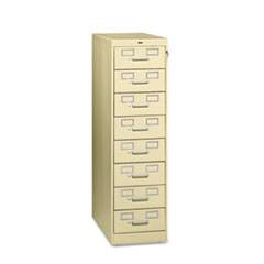 Tennsco Eight-Drawer Multimedia/Card File Cabinet, Putty, 15" x 28.5" x 52"