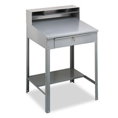 Tennsco Open Steel Shop Desk, 34.5" x 29" x 53.75", Medium Gray