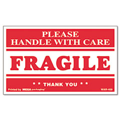 Universal® FRAGILE HANDLE WITH CARE Self-Adhesive Shipping Labels, 3 x 5, 500/Roll