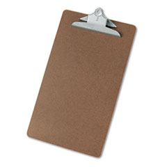 Universal® Hardboard Clipboard, 1.25" Clip Capacity, Holds 8.5 x 14 Sheets, Brown