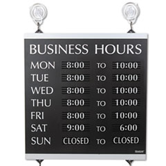 Headline® Sign Century Series Business Hours Sign, Heavy-Duty Plastic, 13 x 14, Black