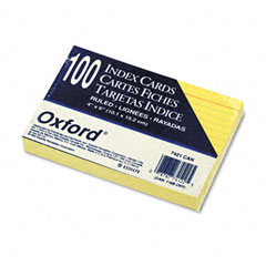 Ruled Index Cards, 4 x 6, Canary, 100/Pack