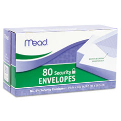 Security Envelope, 3 5/8 × 6 1/2, 20 lb, White, 80/Box