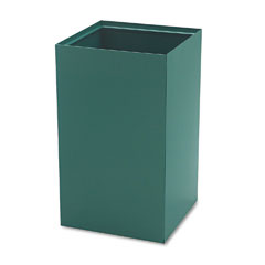 Public Recycling Container, Square, Steel, 25 gal, Green