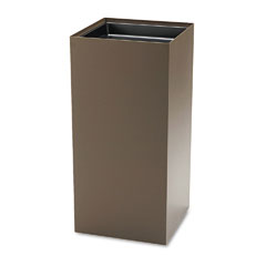 Public Recycling Container, Square, Steel, 31 gal, Brown