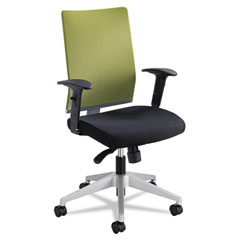 Tēz Series Manager Synchro-Tilt Task Chair, Black Mesh Back, Green Fabric Seat