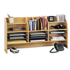 Radius Front Organizer, 16 Sections, 47 1/2 x 9 5/8 x 23 3/4, Medium Oak