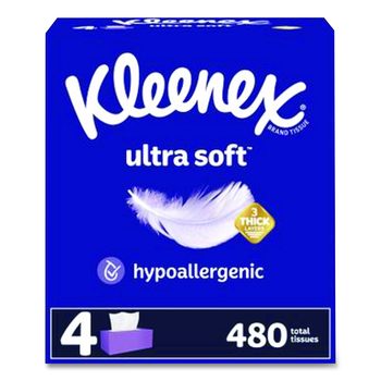 Ultra Soft Facial Tissue, 3-Ply, White, 120 Sheets/Box, 4 Boxes/Pack, 6 ...