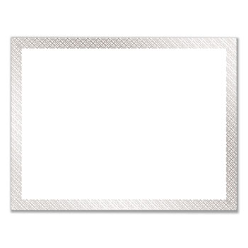 Foil Border Certificates, 8.5 x 11, White/Silver with Braided Silver  Border,15/Pack