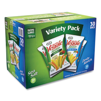 Veggie Straws, Cheddar Cheese/Sea Salt/Zesty Ranch, 1 oz Bag, 30 Bags/Carton