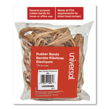 Rubber Bands, Size 64, 0.04 Gauge, Beige, 4 oz Box, 80/Pack