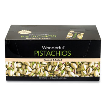 Roasted and Salted Pistachios, 1.5 oz Bag, 24/Pack