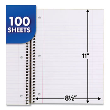 Spiral Notebook, 3-Hole Punched, 1-Subject, Wide/Legal Rule, Randomly  Assorted Cover Color, (70) 10.5 x 7.5 Sheets