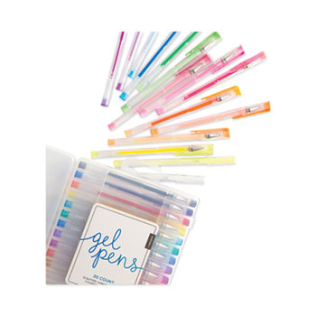 Gel Pen, Stick, Assorted Sizes, Assorted Ink Colors, Clear Barrel, 24/Pack  - SUPPLY66