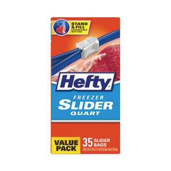 Hefty Slider Bags, 1 qt, 1.5 mil, 8 x 7, Clear, 40 Bags/Box, 9