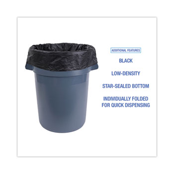 Boardwalk 520 33 Gallon Black Trash Bags, 33 x 39