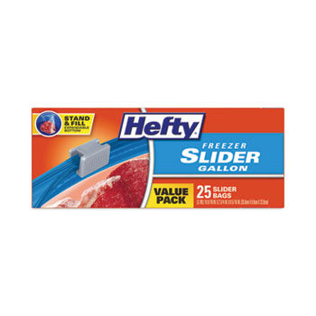 Hefty Slider Bags, 1 qt, 2.5 mil, 7 x 8, Clear, 35 Bags/Box, 9  Boxes/Carton