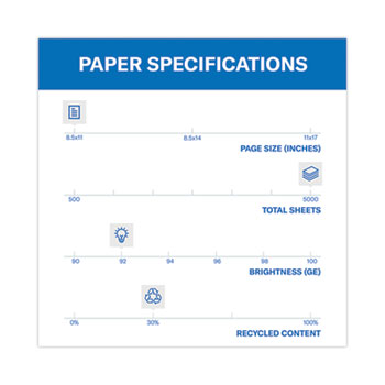 Copy Paper, 92 Bright, 3-Hole, 20 lb Bond Weight, 8.5 x 11, White