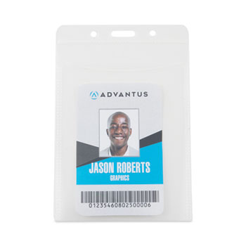 PVC-Free Badge Holders, Vertical, Clear 3.5 x 5.13 Holder, 3.13 x 4.5  Insert, 50/Pack