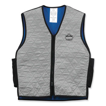 Chill-Its 6665 Embedded Polymer Cooling Vest with Zipper, Nylon/Polymer, 2X-Large, Gray