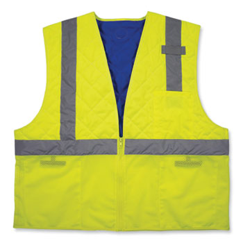 Chill-Its 6668 Class 2 Hi-Vis Safety Cooling Vest, Polymer, Small, Lime