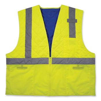 Chill-Its 6668 Class 2 Hi-Vis Safety Cooling Vest, Polymer, 2X-Large, Lime