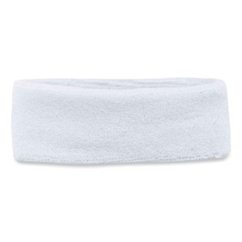 Chill-Its 6550 Head Terry Cloth Sweatband, Cotton Terry, One Size Fits Most, White