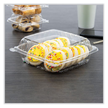 Dart Hinged Lid Cake Slice Containers, Clear Plastic, 5.4 x 5.3 x 2.6