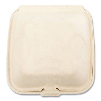 Boardwalk 6 in. x 6 in. x 3.19 in. White Bagasse Food Containers