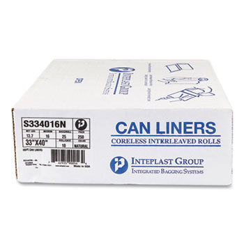 Inteplast Group 10 Gallon Perforated Roll Commercial Can Liners - Natural