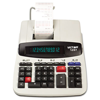 1297 Two-Color Commercial Printing Calculator, Black/Red Print, 4.5 Lines/Sec VCT1297