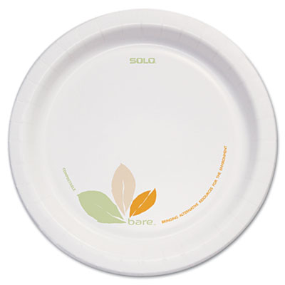Bare Paper Eco-Forward Dinnerware, Plate, 8.5" dia, Green/Tan, 125/Pack, 2 Packs/Carton SCCOFMP9RJ7234