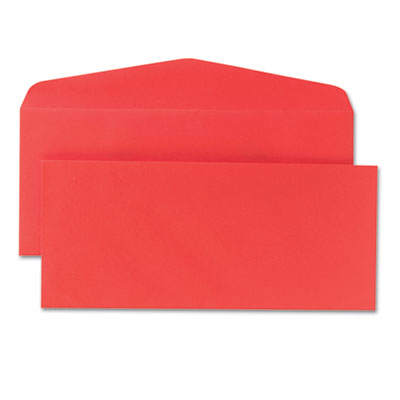 Colored Envelope, #10, Commercial Flap, Gummed Closure, 4.13 x 9.5, Red, 25/Pack